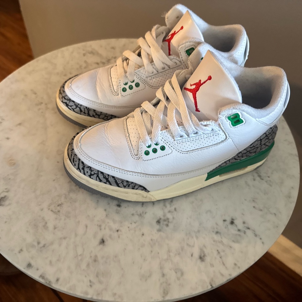 Jordan Kids White, Green & Red Retro Basketball Sneakers